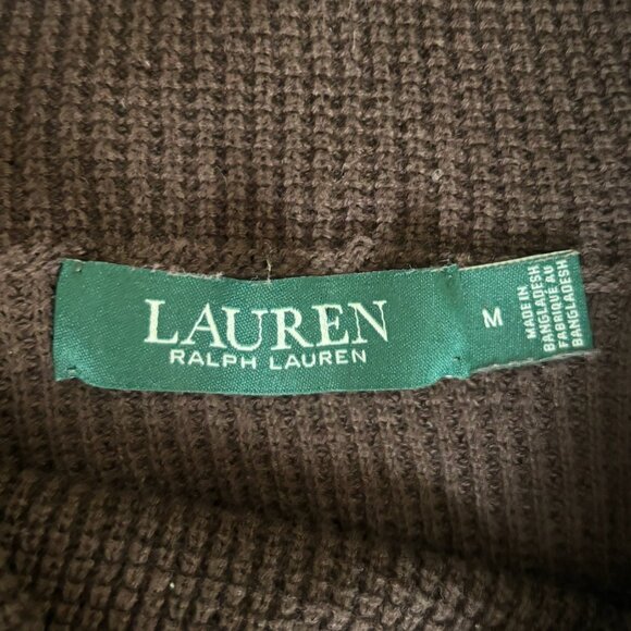 Ralph Lauren - Thermal Knit Cowl Neck Brown Sweater - 100% Cotton (Size: M) - Picture 5 of 7